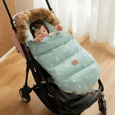 Winter-Fußsack für Kinderwagen – Warmer Baby-Schlafsack mit abnehmbarem Fellkragen, Fleece-Futter & wetterfestem Außenmaterial