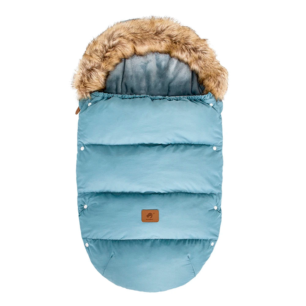Winter-Fußsack für Kinderwagen – Warmer Baby-Schlafsack mit abnehmbarem Fellkragen, Fleece-Futter & wetterfestem Außenmaterial
