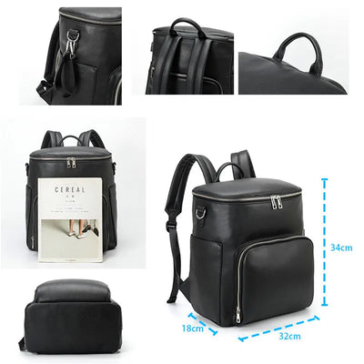 PU-Leder Wickelrucksack für Mamas – Große Kapazität, Multifunktionale Reisetasche mit Wickelunterlage & Kinderwagenhalter