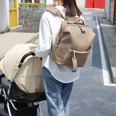 Multifunktionaler Wickelrucksack aus Leder – Große Kapazität, stylische Mama-Tasche für Reisen, Alltag & Baby-Pflege