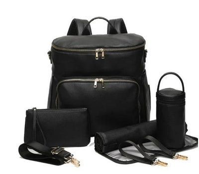 PU-Leder Wickelrucksack für Mamas – Große Kapazität, Multifunktionale Reisetasche mit Wickelunterlage & Kinderwagenhalter